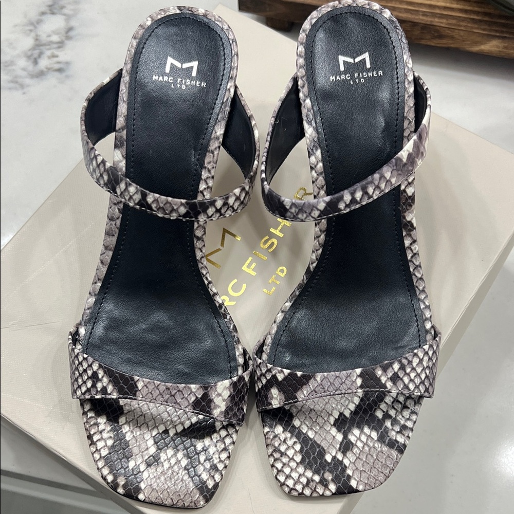 Marc Fisher Snakeskin Heels - Black and Gray